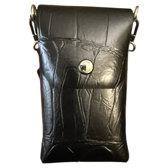 Prune Leather Croc Print Camera Crossbody Phone Bag - Picture 6 of 6